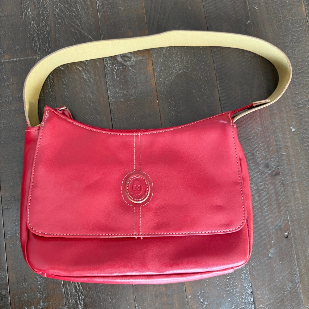 Red Mondani Vintage Y2K Shoulder Leather Zip Shoulder Bag‎